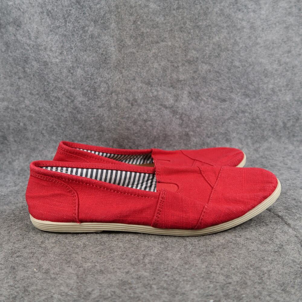 Soda Shoes Womens 8 Slip On Loafer Flats Casual Red Canvas Comfort Round Toe